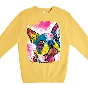 Boston Terrier Face Trippy Dog Premium Crewneck Sweatshirt