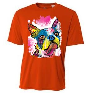 Boston Terrier Face Trippy Dog Cooling Performance Crew T-Shirt