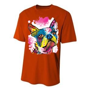 Boston Terrier Face Trippy Dog Performance Sprint T-Shirt