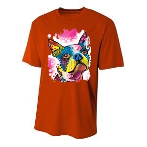 Boston Terrier Face Trippy Dog Youth Performance Sprint T-Shirt