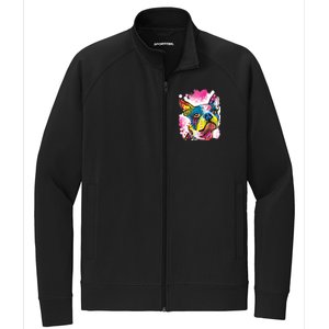 Boston Terrier Face Trippy Dog Stretch Full-Zip Cadet Jacket