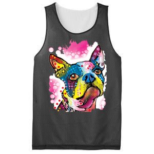 Boston Terrier Face Trippy Dog Mesh Reversible Basketball Jersey Tank