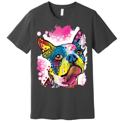 Boston Terrier Face Trippy Dog Premium T-Shirt