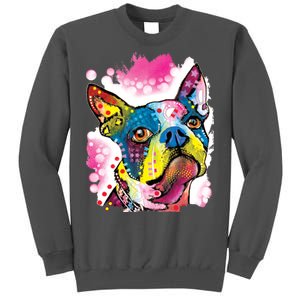 Boston Terrier Face Trippy Dog Tall Sweatshirt