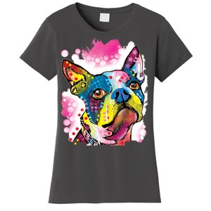 Boston Terrier Face Trippy Dog Women's T-Shirt