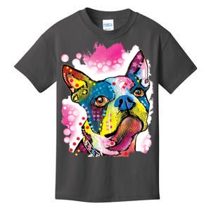 Boston Terrier Face Trippy Dog Kids T-Shirt