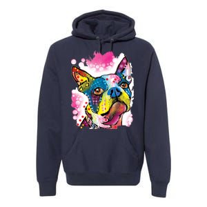 Boston Terrier Face Trippy Dog Premium Hoodie