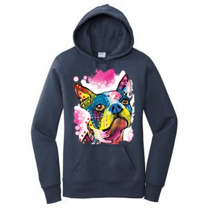 Boston Terrier Face Trippy Dog Women's Pullover Hoodie