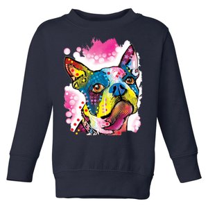 Boston Terrier Face Trippy Dog Toddler Sweatshirt