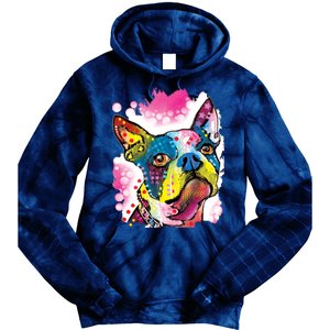 Boston Terrier Face Trippy Dog Tie Dye Hoodie