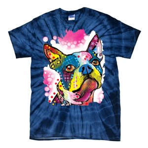 Boston Terrier Face Trippy Dog Tie-Dye T-Shirt