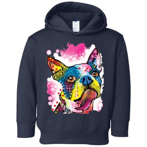 Boston Terrier Face Trippy Dog Toddler Hoodie