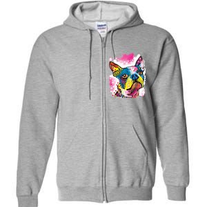 Boston Terrier Face Trippy Dog Full Zip Hoodie