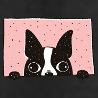 Boston Terrier Peeking 7 Panel Mesh Trucker Snapback Hat