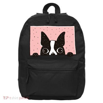 Boston Terrier Peeking 16 in Basic Backpack