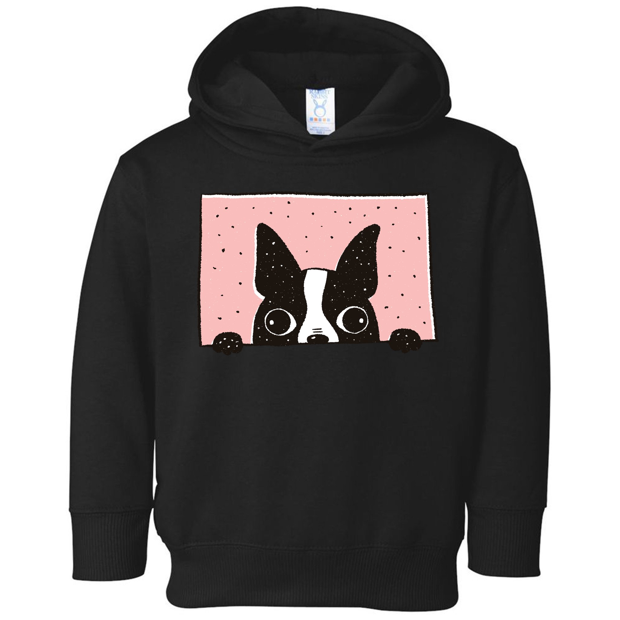 Boston Terrier Peeking Toddler Hoodie