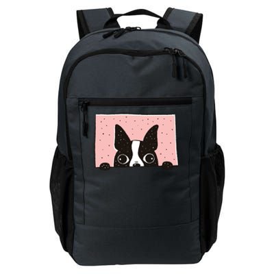 Boston Terrier Peeking Daily Commute Backpack