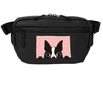 Boston Terrier Peeking Crossbody Pack