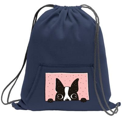 Boston Terrier Peeking Sweatshirt Cinch Pack Bag