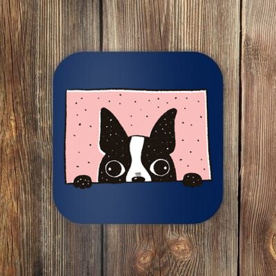 Boston Terrier Peeking Coaster