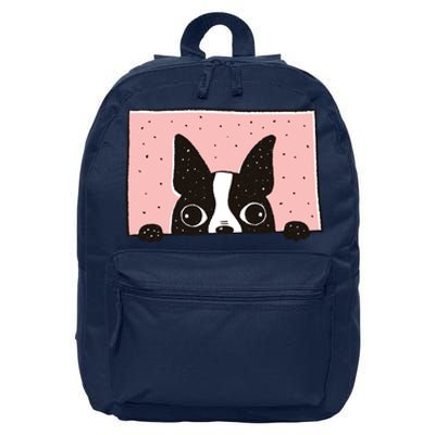 Boston Terrier Peeking 16 in Basic Backpack