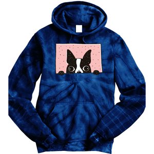 Boston Terrier Peeking Tie Dye Hoodie