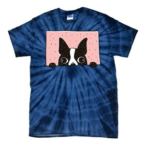 Boston Terrier Peeking Tie-Dye T-Shirt