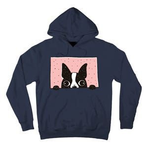 Boston Terrier Peeking Tall Hoodie