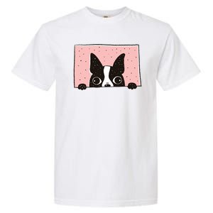 Boston Terrier Peeking Garment-Dyed Heavyweight T-Shirt