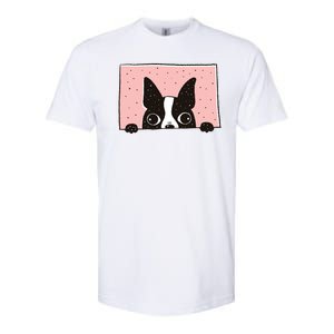 Boston Terrier Peeking Softstyle CVC T-Shirt