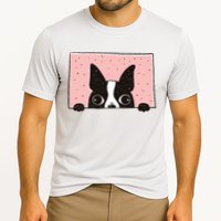 Boston Terrier Peeking Cooling Performance Crew T-Shirt