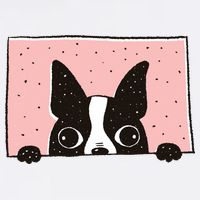 Boston Terrier Peeking Cooling Performance Crew T-Shirt