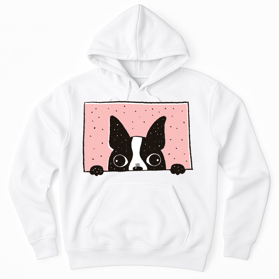 Boston Terrier Peeking Hoodie