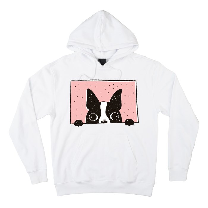 Boston Terrier Peeking Hoodie