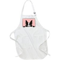 Boston Terrier Peeking Full-Length Apron With Pockets