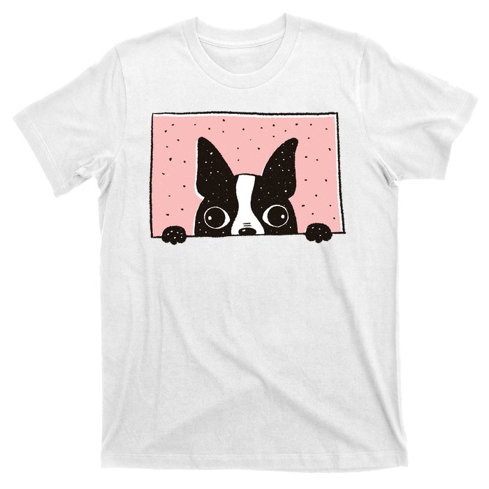 Boston Terrier Peeking T-Shirt