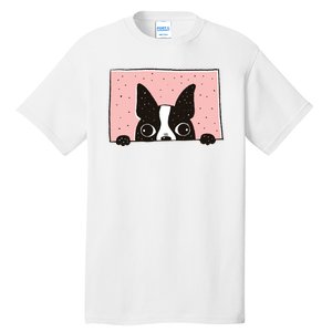 Boston Terrier Peeking Tall T-Shirt