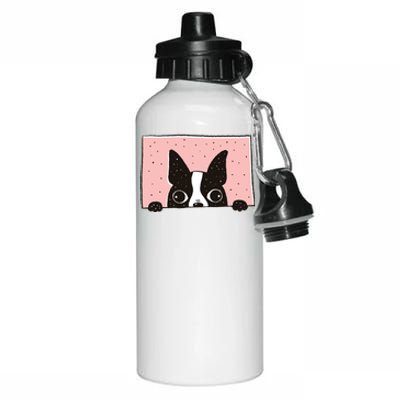 Boston Terrier Peeking Aluminum Water Bottle