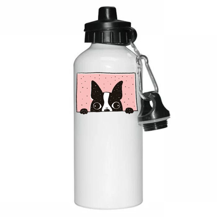 Boston Terrier Peeking Aluminum Water Bottle