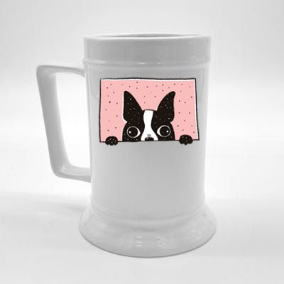 Boston Terrier Peeking Beer Stein