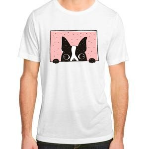 Boston Terrier Peeking Adult ChromaSoft Performance T-Shirt