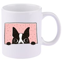 Boston Terrier Peeking 11oz C Handle Ceramic Mug