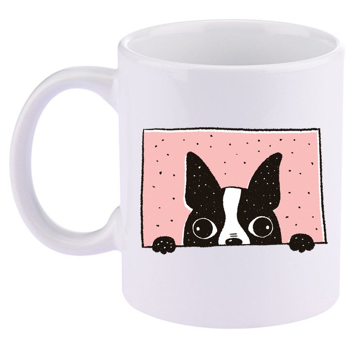 Boston Terrier Peeking 11oz C Handle Ceramic Mug