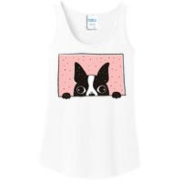 Boston Terrier Peeking Ladies Essential Tank