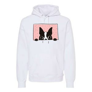 Boston Terrier Peeking Premium Hoodie