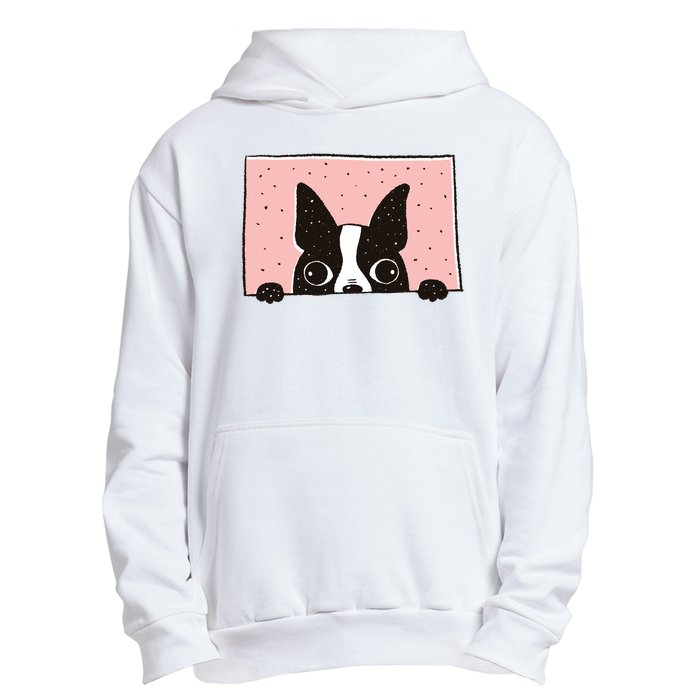 Boston Terrier Peeking Urban Pullover Hoodie