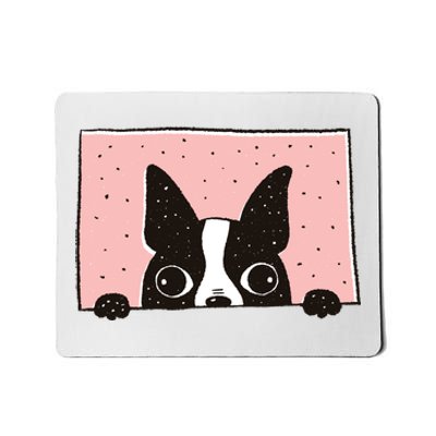 Boston Terrier Peeking Mousepad