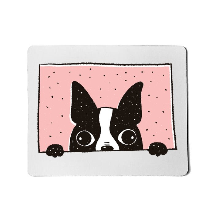 Boston Terrier Peeking Mousepad