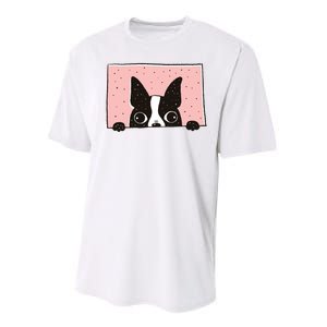 Boston Terrier Peeking Performance Sprint T-Shirt