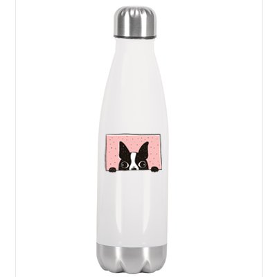 Boston Terrier Peeking Stainless Steel Insulated Water Bottle